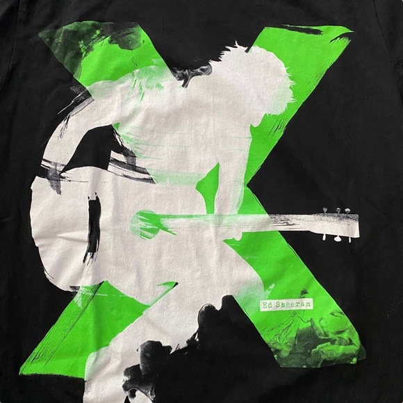 Rock Me Ed Sheeran X Tour Band Tee Shirt Black Green White Printed Slim Fit M - Picture 12 of 16